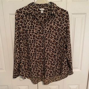 Leopard print button down blouse